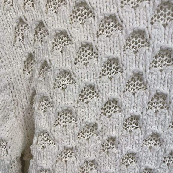 Theory White Open Knit Pullover Sweater Cotton Size M - Picture 7 of 8